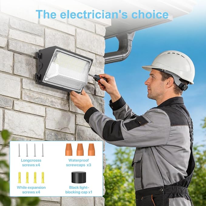 HYPERLITE 70W LED Wall Pack with Dusk-to-Dawn Photocell, Ideal Adjustable Security Lights Outdoor for Barn Yard Garage Shop Factory ETL Listed