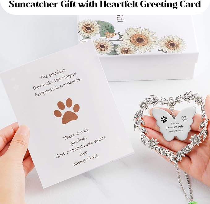 Pet Memorial Gifts for Dogs, Pet Sympathy Suncatcher for Loss of Cat Dog | Dogs Remembrance Crystal Ornament, In Memory of Dog Window Decoration, Unique Heart Shaped Dog Passing Away Gifts