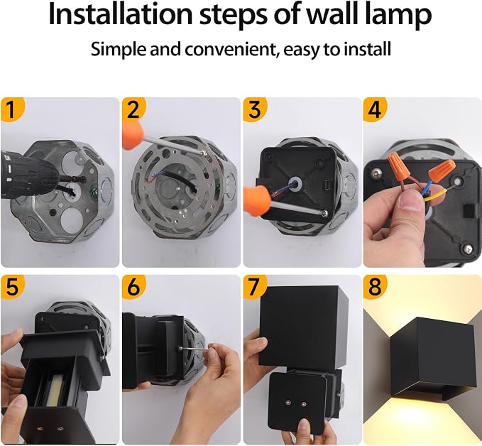 15W 3CCT Adjustable Up and Down LED Wall Sconce 2 Pack | Black IP65 waterproof ETL certified 1300LM Exterior/Interior Lighting Fixtures for porches & patios