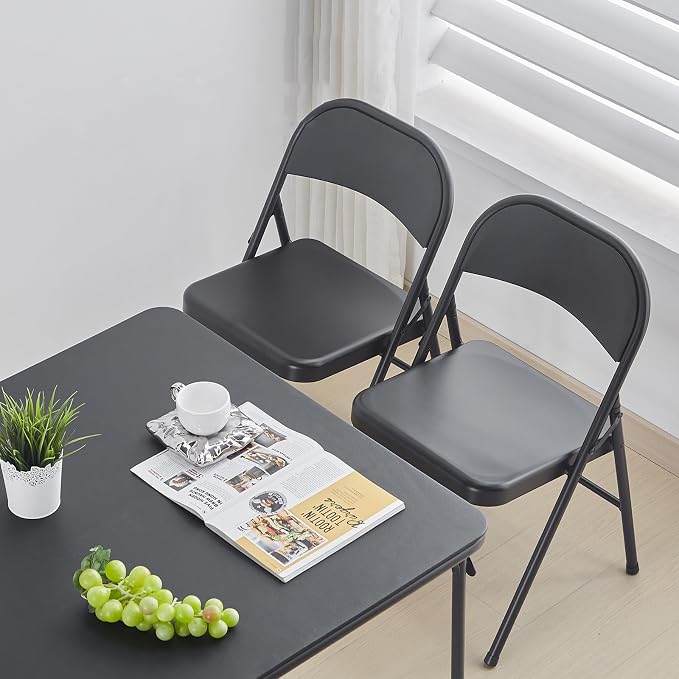 BOOSDEN Foldable Table, Folding Table for Indoor and Outdoor Use, 2.6 ft Square Card Table, Collapsible Design, Lightweight and Durable, Fold Up Tables, Ideal for Camping, Dining, Picnic, Black
