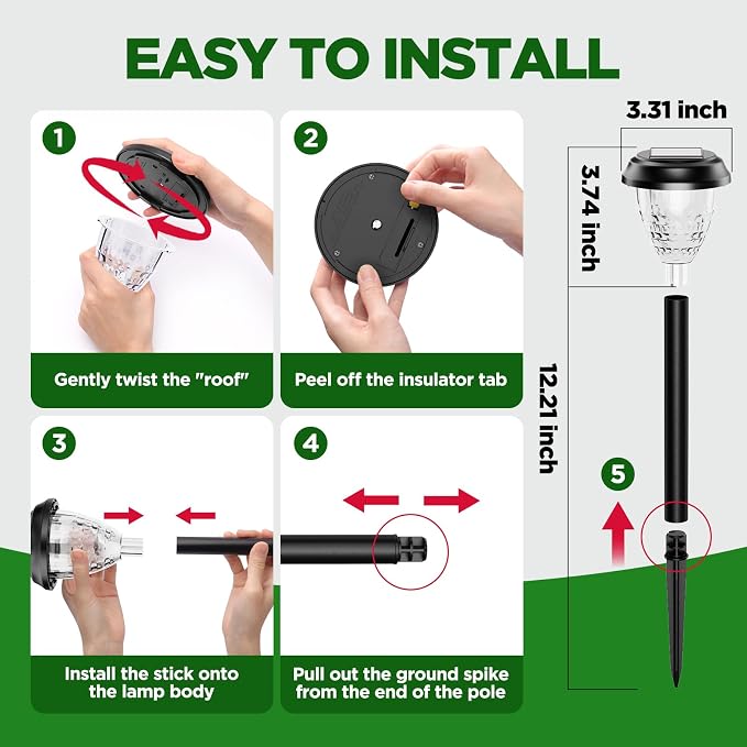 URAGO Super Bright Solar Lights Outdoor Waterproof-10 Pack, Dusk to Dawn Up to 12 Hrs Solar Powered Outdoor Pathway Garden Lights Auto On/Off, LED Landscape Lighting Decorative for Walkway Patio Yard