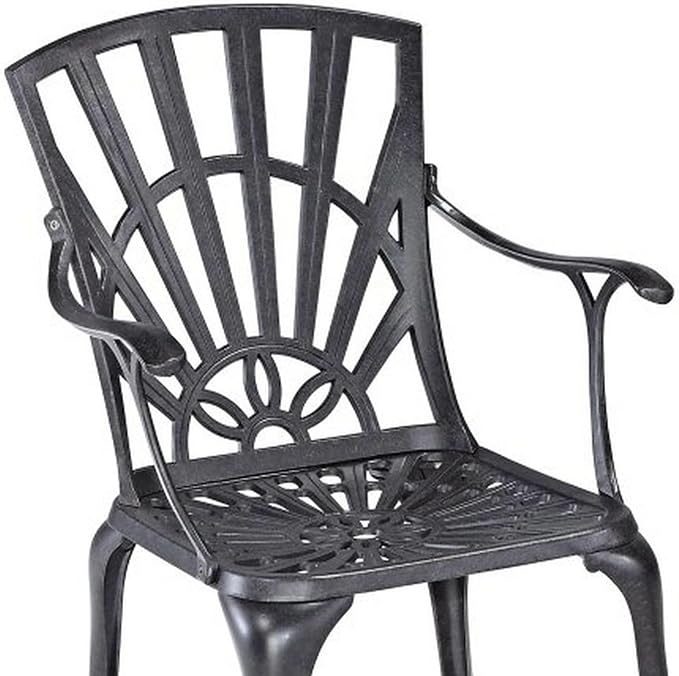 Homestyles 5 Piece cast Aluminum Frame Outdoor Patio Dining Set for 4, 42" Round Dining Table with Umbrella Hole and 4 Outdoor Dining Chairs, Patio Table and Chair Furniture Dining Set for 4 Person