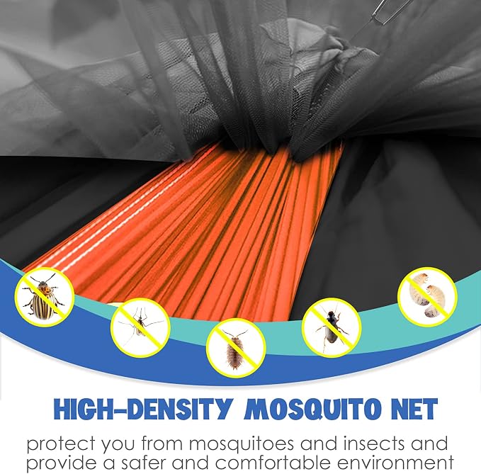 Gold Armour Camping Hammock - Camping Essentials, Double Hammock with Bug Net, Camping Gear Hammock for Outside, Hiking, and Travel (Orange & Black)