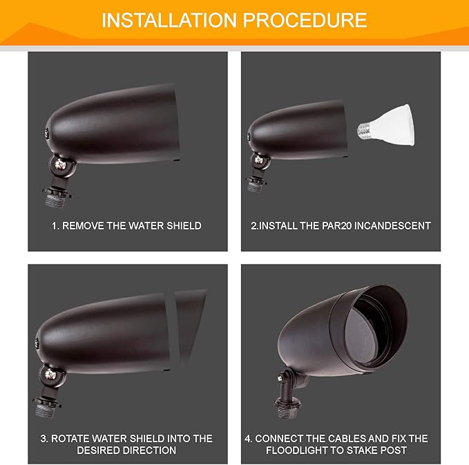 Lighting One Light PAR20 120 Volt Die Cast Aluminum Durable Outdoor Landscape Security Lighting Flood, Dark Bronze