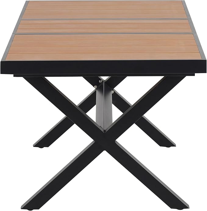 RUNNA Experience Outdoor Dining Freedom with a Flexible Set Including Six Chairs and a Table That Extends from 62.9 to 82.6 Inches for Personalized Arrangements (Black+Natural@43)