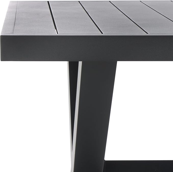 SAFAVIEH Outdoor Collection Core Black Slatted Top Dining Table