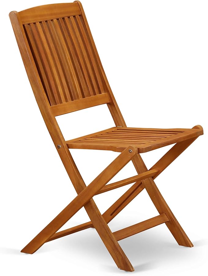 East West Furniture BSCM9CWNA 9 Piece Patio Dining Set Includes an Oval Outdoor Acacia Wood Table and 8 Folding Side Chairs, 36x78 Inch, Natural Oil