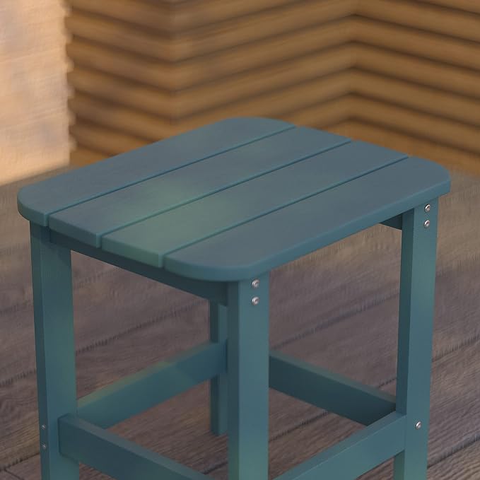 Merrick Lane Riviera Poly Resin Adirondack Style Side Table - Sea Foam - Indoor/Outdoor - All-Weather