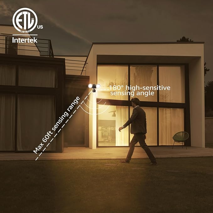LEONLITE LED Security Light Outdoor Motion Sensor Dusk to Dawn 3000K Bronze | Motion Flood Light for Outside, Dusk to Dawn, UL Listed, Adjustable Dual Heads, Wet Location, Warm White