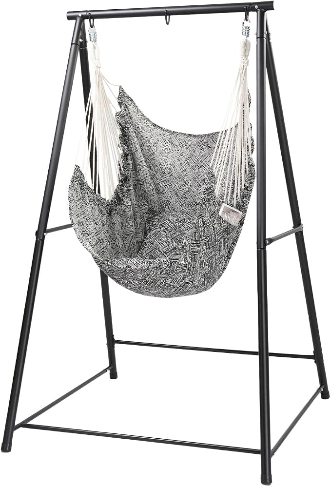 Hammock Chair Stand with Swing Chair,Heavy-Duty Hanging Chair with Stand,Include Hanging Swing,MAX Load 660 LBS,Hammock Swing Chair Stand for Indoor Outdoor Patio Yard Garden Porch