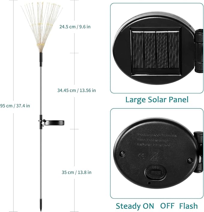 Solar Firework Lights, 2 Pack 120 LEDs 2 Lighting Modes Solar Garden Lights Outdoor Waterproof for Yard Patio Walkway Pathway Party Wedding Christmas Decorative - Green