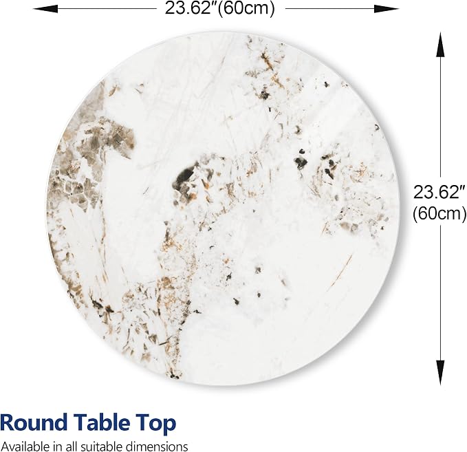 ZL ZELing Round Sintered Stone Table Top 23.6",Replacement Table Top for Indoor & Outdoor - Heat/Scratch Resistant Waterproof Ceramic DIY Desktop, Patio/Balcony/Bistro/Café & Dining Room (Brown)