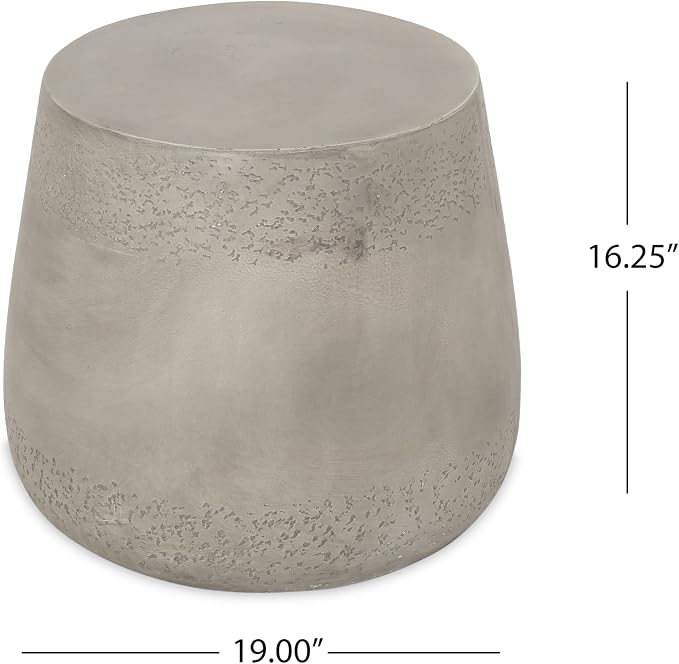 WILLIAMSPACE 19" Round Side Table Small Coffee Table, Farmhouse End Table French Country Rustic Side Table for Indoor Outdoor, Modern Small Table for Living Room, No Assembly, Concretel, Light Gray
