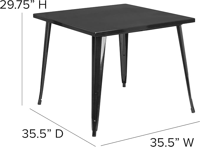 Flash Furniture Parker Commercial Grade 35.5" Square Black Metal Indoor-Outdoor Table