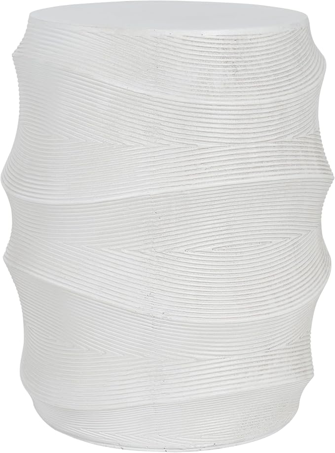 White Outdoor Side Table, Antique-Style MgO