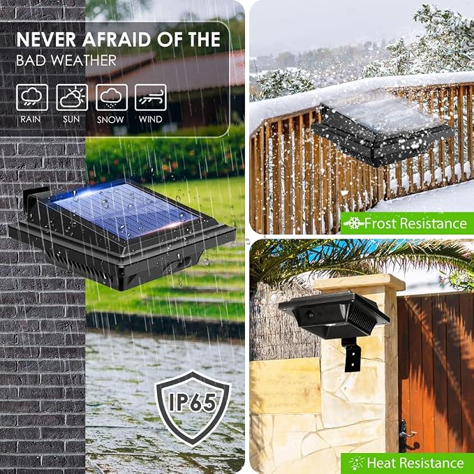 Gutter Solar Patio Decor Lights, 40 LED Deck Outdoor Waterproof Fence for Wall Backyard Porch, Pool, Step Stairs, Yard, Garden, Pathway (6 Pack-Black, Cool White)