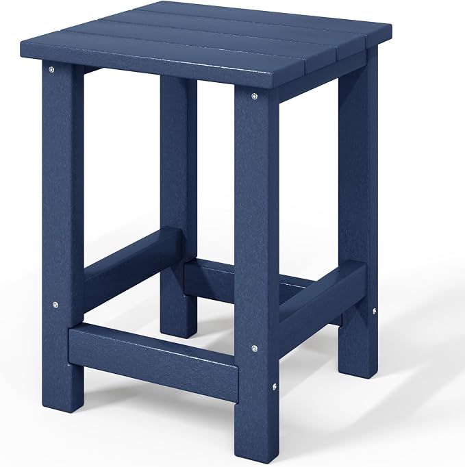 WestinTrends Malibu Kids Outdoor Patio Furniture HDPE Adirondack Square Side Table, Navy Blue