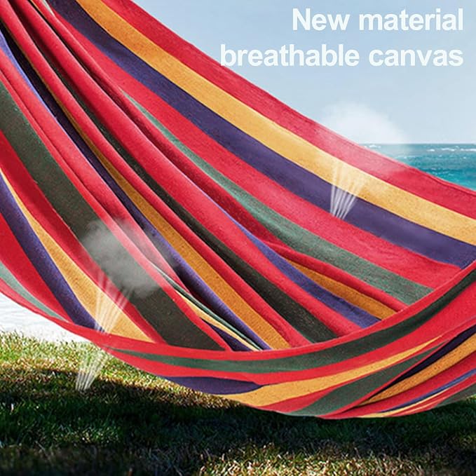 Double Hammocks with Stand, 2 Person Heavy Duty Hammock with Adjustable Height, 440 lbs Capacity, Easy Assembly, Portable Space Saving Freestanding Hammock for Outdoor & Indoor Red