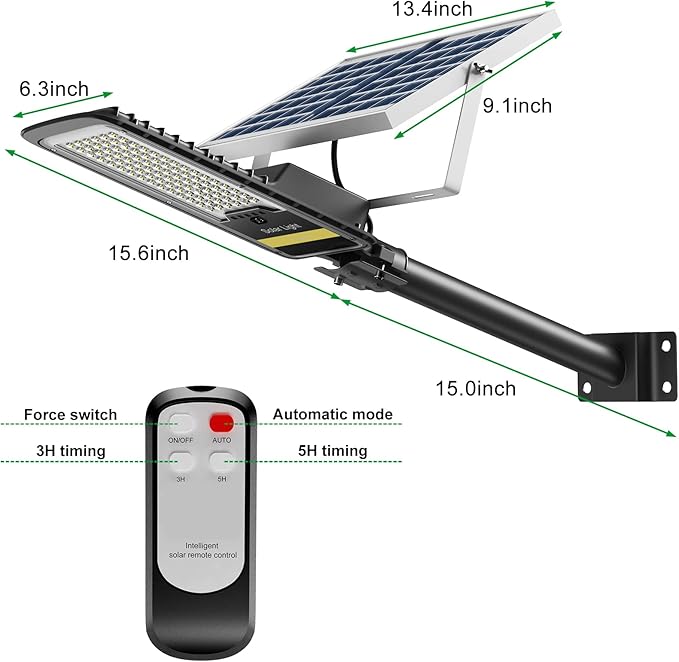 Solar Street Lights Outdoor | Dusk to Dawn, IP67 Waterproof, 6500K Solar Flood Light with Remote Control, Security Lights for Pathway, Yard, Garden