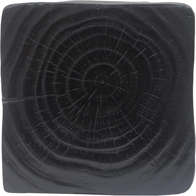 Faux Concrete Side Table Outdoor Faux Stone End Table, Round Outdoor Accent Tables, Garden Stool Plant Stand for Porch, Backyard, 11.75" x 11.75" x 16", Black