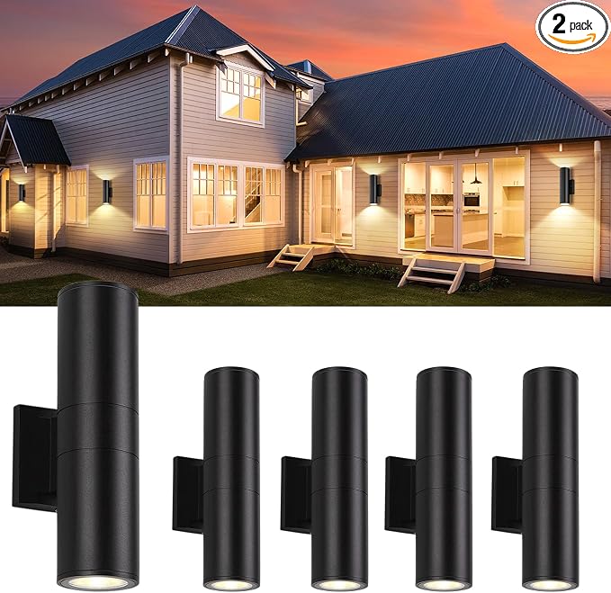 4Pack 14inch LED Square Up & Down Wall Lights,14W Outdoor Wall Light 4000K Day White Aluminum Body Waterproof IP65 LED Exterior Light Fixtures Wall Mount for House Patio Garage Garden.
