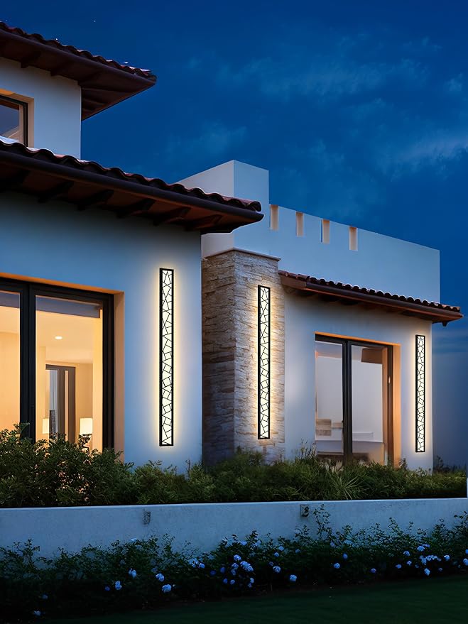 Outdoor Wall Lights 59.1inch Modern Outdoor Wall Sconce LED Long Wall Sconces Black Front Porch Light Waterproof Led Wall Light IP67 3000K Exterior Lighting Fixtures