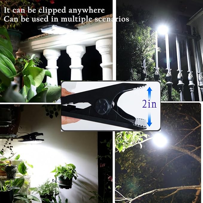Solar Clip Lights Outdoor, Motion Sensor LED Clip On Lights, IP65 Waterproof Solar Powered Security Lights for Patio Fence Garage Yard Camping 1 Pack
