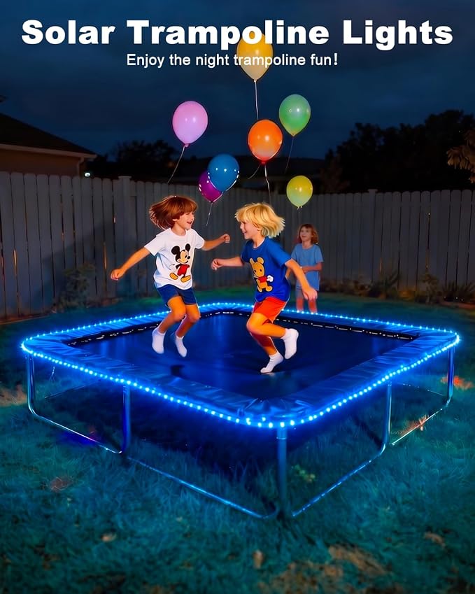 btfarm 2 Pack Solar Rope Lights Outdoor, Total 92FT 240LED Solar String Lights Outside Waterproof, 8 Lighting Mode Solar Powered Trampoline Light for Garden Tree Christmas Yard Party Decor, Blue