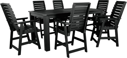 Highwood AD-ST7WL2CO5BA-BKE Weatherly 7pc Rectangular Counter Height Dining Set 84" x 42", Black