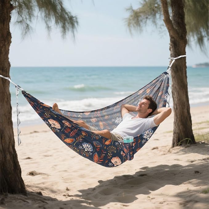 Camping Hammock Outdoor Hammocks for Outside Tribal Flower Beach Trees Portable Lightweight with Pockets Tree Straps Indoor