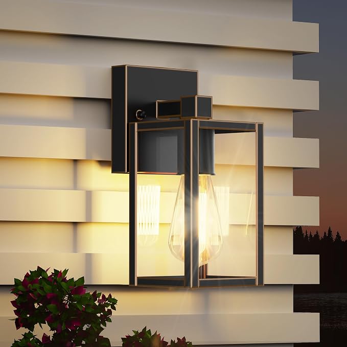 Outdoor Front Porch Light Wall Mount, Exterior lighting fixtures for House | Waterproof, Anti-Rust Metal Frame, Tempered Glass, E26 Base, Easy Install, Wall Sconce for Patio, Garage, Entryway, Doorway