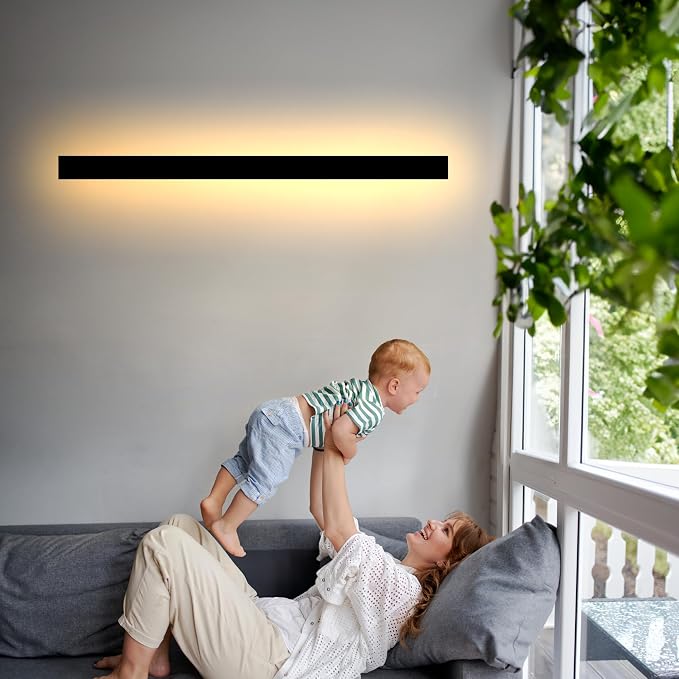 Outdoor Wall Light LED Long Wall Sconce 49.22in Ip65 Waterproof Black Modern Outdoor Lights 3000k 40W Metal Exterior Light Fixture for Porch Light Patio Door Yard Garden Villa Living Room