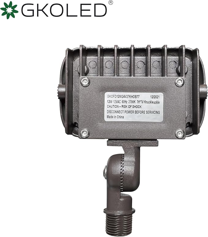 12W Outdoor Waterproof LED Garden Security Floodlight, 900Lumens, 80CRI, 2700K, 9-15V AC/DC, 1/2 Knuckle Mount, UV Resistant
