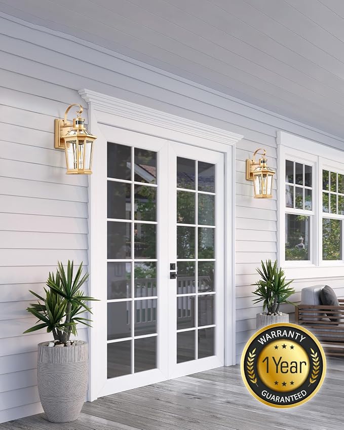 VIANIS Outdoor Wall Lights, Motion Sensor Exterior Light Fixtures Wall Mount, Waterproof Modern Gold Outside Front Porch Light, Anti-Rust Aluminum Outdoor Wall Sconce for House Garage