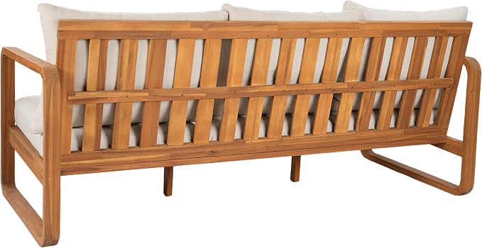 Christopher Knight Home Myra Acacia Wood 5 Piece Outdoor Patio Furniture Set, Wooden Patio Conversation Set with Sofa Loveseat Club Chairs & Coffee Table, 7-Seater Patio Sofas and Table Set,Teak+Beige