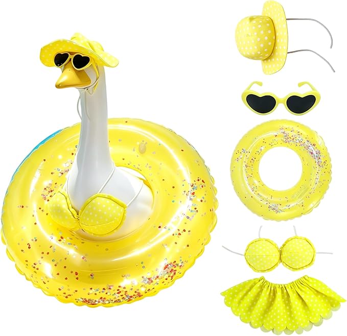 Porch Goose Summer Outfit,Hsummer Porch Goose Outfit,Porch Goose Bikini,Summer Garden Lawn Patio Yard Outdoor Decor (Yellow)