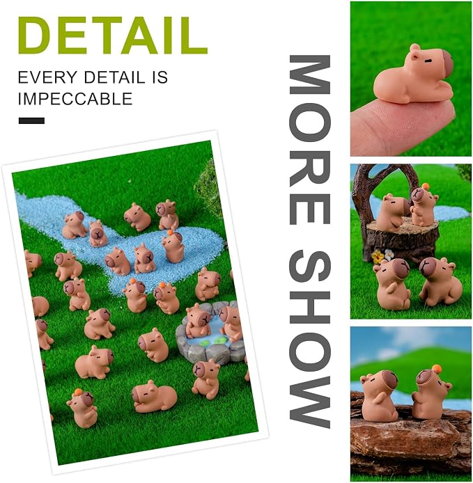 56PCS Mini Capybara Figurines - Adorable Resin Animal Decor Set for Home Office Desk, Zen Garden, Sensory Bins & Collector Displays (Cute Waterproof Figurines)