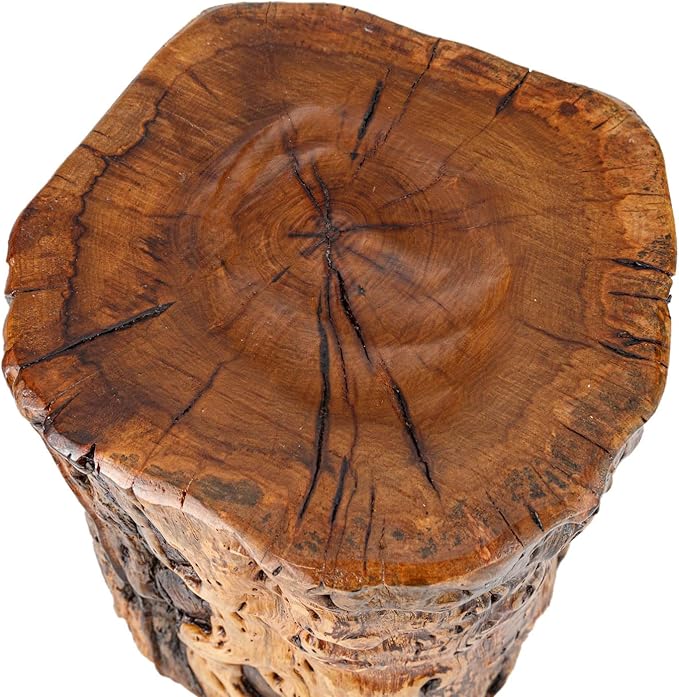 Natural Tree Trunk Stump Stool with Live Edge Solid Wood Plant Stand, Stool, Garden Bench, Side Table, End Table - D8.6 in x H9.5 in