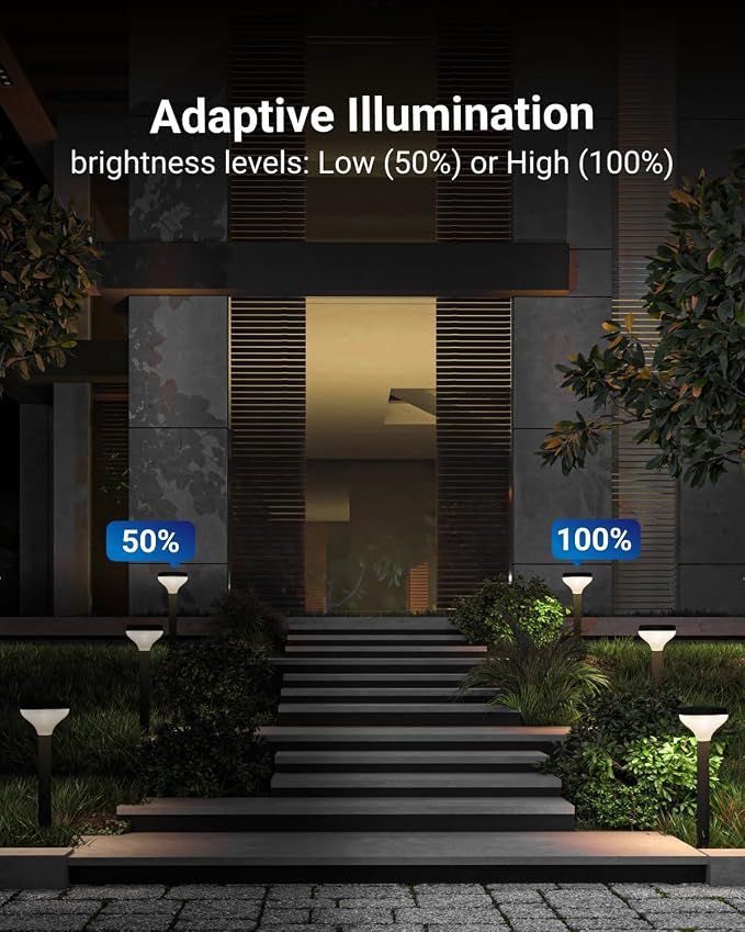 Sunco 6 Pack Round Solar Pathway Lights Outdoor, Dimmable, 2CCT | Bright 120 Lumens, 2700K/4000K, Backyard Landscape Lighting, for Walkways, for Garden Accents, Driveways