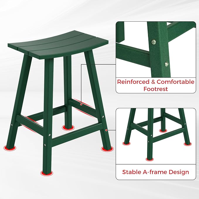 Costaelm Outdoor Bar Table, 37" Counter Height Round Patio Cocktail Bar Table, Patio Bar Table 3-Pieces Set Bistro Dining Table Pub Table for Front Porch Deck, Backyard, Garden, Dark Green