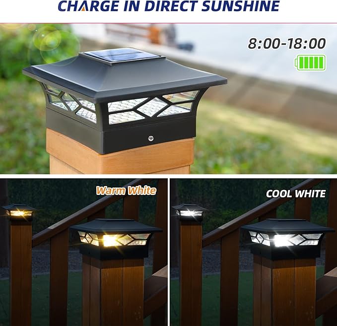 APONUO Solar Post Cap Lights,12 Pack 2-Modes Bright 4x4 Post Solar Lights Auto On Off,Outdoor Waterproof Garden Patio Fence Deck Patio Decor for Fence Deck Post Caps 4x4 6x6 Wood,4x4 Vinyl