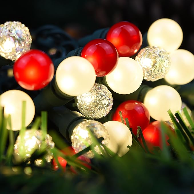 Globe String Lights, Fairy Lights Plug in 19FT Christmas Lights 70LED Pearlized Glass Bulbs Multicolor Outdoor Indoor String Lights UL Certified Christmas Lights for Bedroom Party Tree Decor