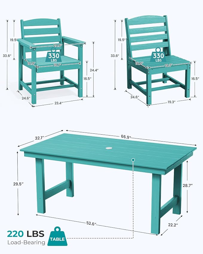 SERWALL HDPE Outdoor Dining Set for 10 with 2 Tables & 10 Chairs, Aruba | 12-Piece HDPE Outdoor Dining Set for 10, All-Weather Resistant Dining Furniture