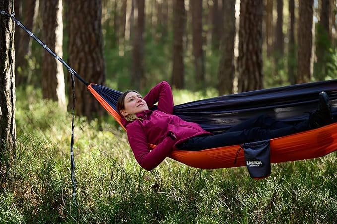 Lawson Hammock Double Parachute Nylon Camping Hammock for 2, Two Person 425lbs. Capacity, Durable Waterproof Construction (Blue)