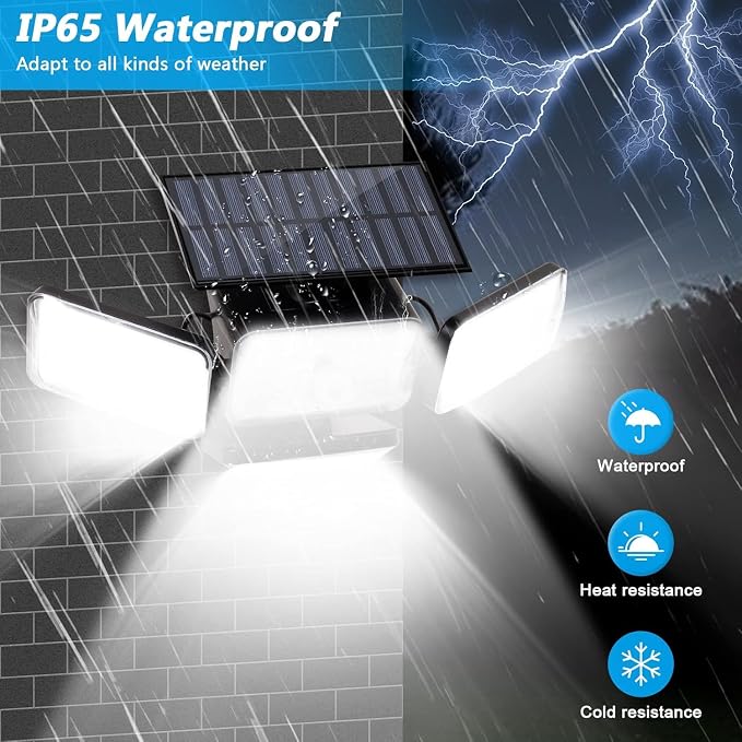 Solar Lights Outdoor, 288 LED 2800LM Motion Sensor Outdoor Light with Remote Control, 4 Heads IP65 Waterproof Solar Flood Security Lights for Outside Patio Wall -6PACK
