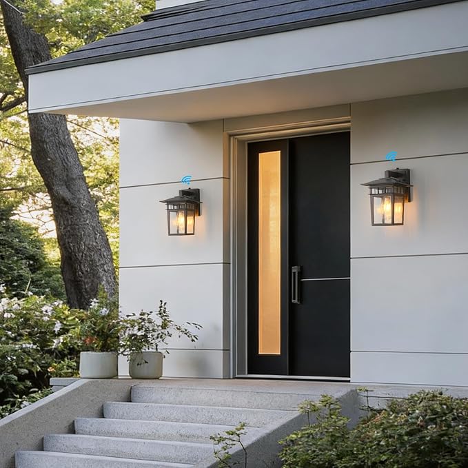 Dusk to Dawn Exterior Wall Sconce Set of 2 Brown Outdoor Porch Light