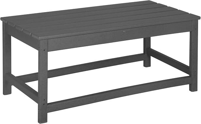 WestinTrends Malibu Outdoor Coffee Table, 35" x 17.5" All Weather Poly Lumber Patio Adirondack Coffee Table for Garden Lawn Porch Balcony, Gray
