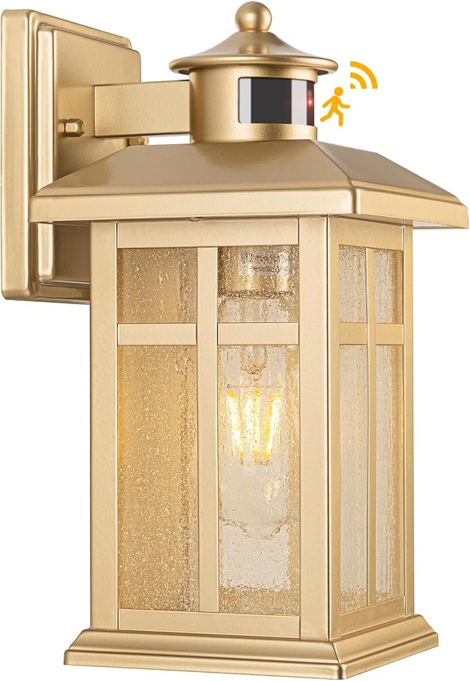 Brilvibera Outdoor Light Fixture Motion Sensor, Modern Outside Wall Lights | Exterior Light Fixture, Black Porch Lights & Outdoor Dusk till Dawn Wall Mount Light for House Garage Entryway