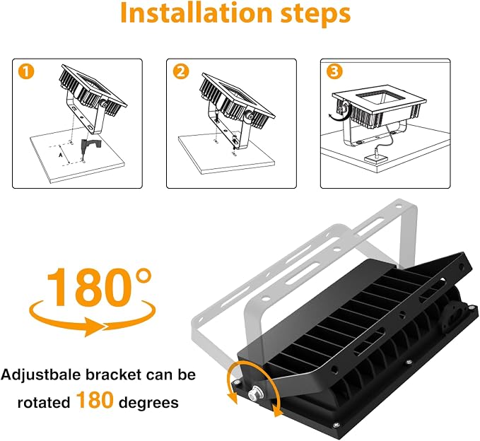 Onforu 120W Flood Lights Outdoor, 12000lm Bright LED Work Light with Plug,Daylight White LED Flood Lighting, IP66 Waterproof Security Yard Lights for Yard Garage Stadium 4 Pack