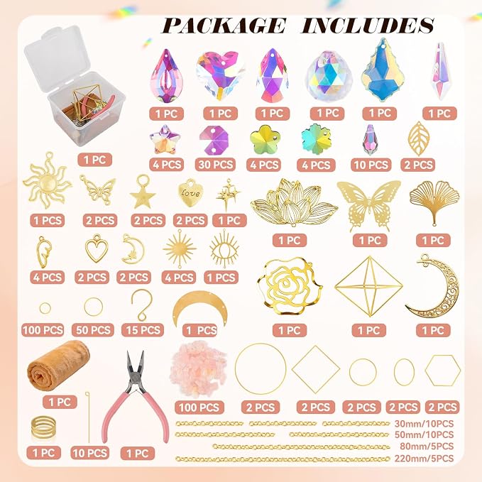 407 pcs DIY Sun Catchers for Adults, DIY Suncatchers Making Kits,Hanging Decorative Suncatcher, Crystals Rainbow Maker for Indoor Home Decor